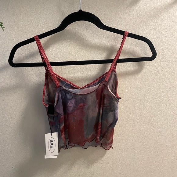 NWT- Sheer Patterned Crop Top - Picture 2 of 3
